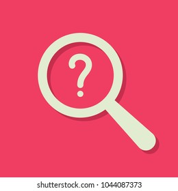 Search icon with question mark. Search icon and help, how to, info, query concept. Vector icon