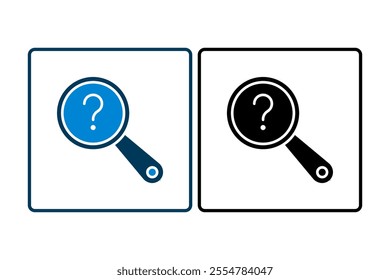 Search Icon with Question Mark icon. icon related to Search. suitable for web site, app, user interfaces, printable etc. solid icon style. simple vector design editable