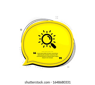 Search icon. Quote speech bubble. Find document sign. Magnify glass. Quotation marks. Classic search icon. Vector