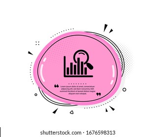 Search icon. Quote speech bubble. Audit analysis sign. Magnify glass. Quotation marks. Classic search icon. Vector