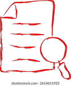search icon in scribble style. red line scribble icon