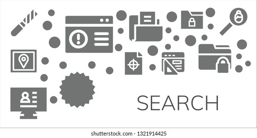 search icon set. 11 filled search icons.  Simple modern icons about  - File, Browser, Gps, Printing test, CV, Folder, Coupon, Search