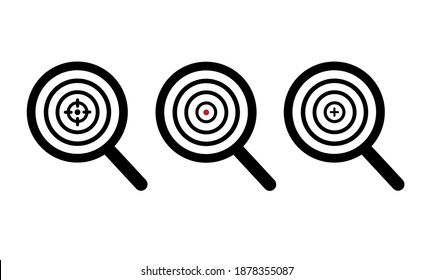 Search icon set with accuracy. more on target. flat design on white background. vector illustration