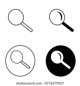 search icon set. black logo. silhouetted