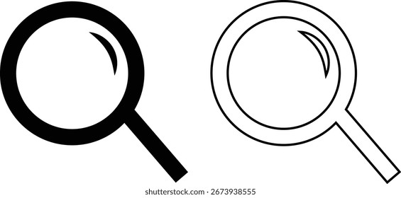 Conjunto de iconos de Búsqueda Grupo de colección en negro plano y estilo de línea, paquete de símbolos de lupa, zoom Encontrar Paquete de herramientas de Explore, aislado en fondo transparente, Elementos de diseño de glifos de contorno