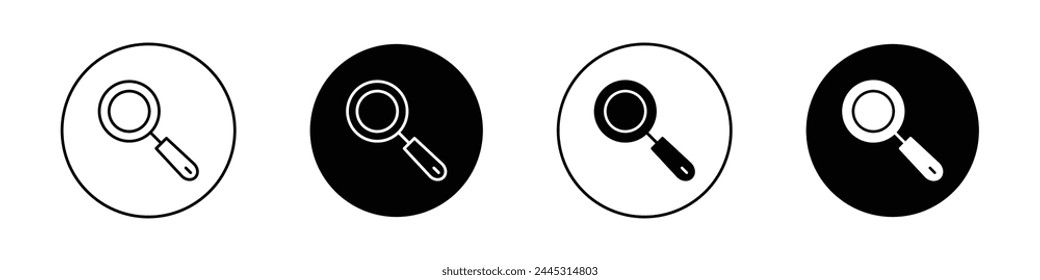 Search icon set. discovery magnifier glass vector symbol. research and explore magnification equipment sign. magnify or zoom web icon.