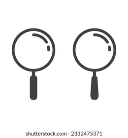 Search icon set isolated flat design vector illustration on white background.