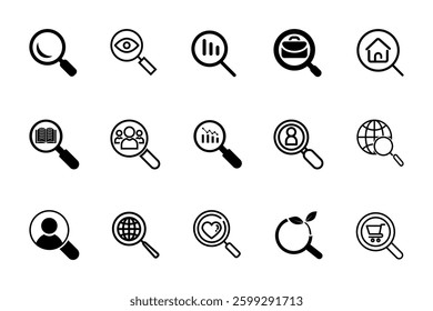 Search icon set isolated on white background. Glass vector icon. search magnifying glass icon. Find