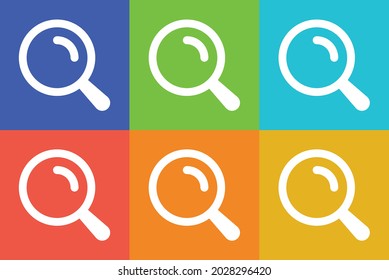 Search icon set. Magnify glass, zoom, find symbol