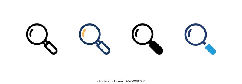 Conjunto de iconos de Búsqueda colección de estilos múltiples. Ilustración vectorial.