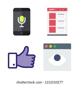 search icon set. vector set about voice recognition, like and browser icons set.