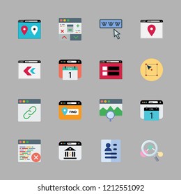 search icon set. vector set about browser, magnifying glass, curriculum and world wide web icons set.