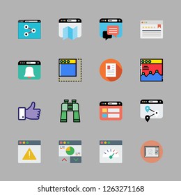 search icon set. vector set about like, binoculars, browser and file icons set.