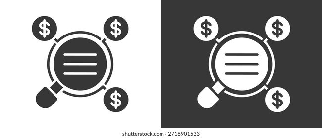 Suchsymbol-Set Vektorgrafik-Kollektion einzeln auf Schwarz und Weiß