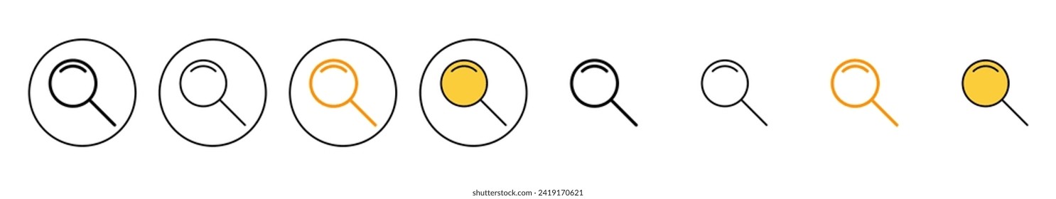 Vector de conjunto de iconos de búsqueda. signo y símbolo de la lupa de búsqueda