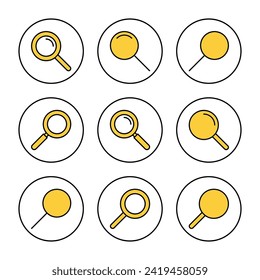 Vector de conjunto de iconos de búsqueda. signo y símbolo de la lupa de búsqueda