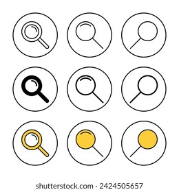 Icono de búsqueda vector conjunto. búsqueda signo y símbolo de lupa