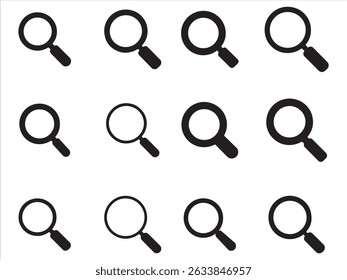  search icon set vector on white background. magnifying glass symbol