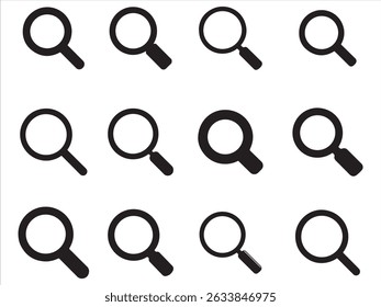  Suchsymbol, Vektor auf weißem Hintergrund. Lupensymbol