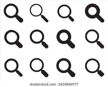  search icon set vector on white background. magnifying glass symbol
