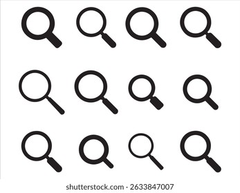  Suchsymbol, Vektor auf weißem Hintergrund. Lupensymbol