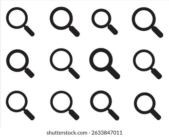  search icon set vector on white background. magnifying glass symbol