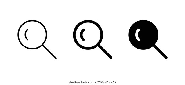 Conjunto de iconos de búsqueda vector, vector de icono de contorno para aplicaciones web y móviles