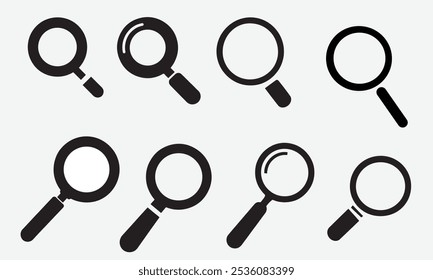 Search Icon set vector silhouette