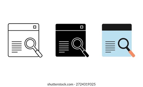 Suchsymbolsatz für Webseite oder Dokument
