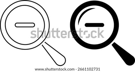  Search icon set. zoom out icons. magnifier with minus.. search and investigation symbol
