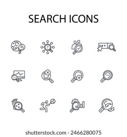 search icon set.vector.Editable stroke.linear style sign for use web design,logo.Symbol illustration.