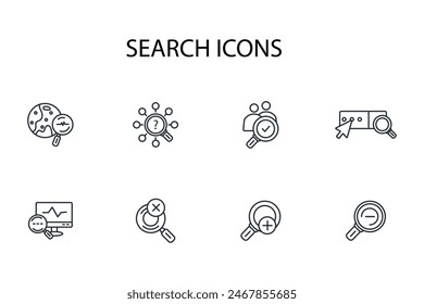 search icon set.vector.Editable stroke.linear style sign for use web design,logo.Symbol illustration.