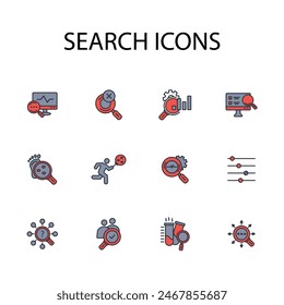 search icon set.vector.Editable stroke.linear style sign for use web design,logo.Symbol illustration.