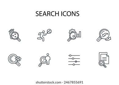 conjunto de iconos de búsqueda.Vector.Trazo editable.signo de estilo lineal para utilizar Diseño web,logotipo.Ilustración de símbolo.