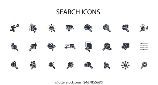 Suchsymbol set.Vektorgrafik.Editable stroke.linear style sign for use Webdesign, logo.Symbol Illustration.