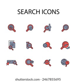 conjunto de iconos de búsqueda.Vector.Trazo editable.signo de estilo lineal para utilizar Diseño web,logotipo.Ilustración de símbolo.