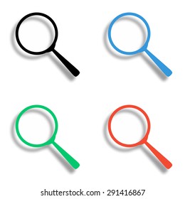 search icon with shadow - colored vector set