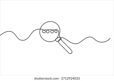 Suchsymbol einfache kontinuierliche einzeilige Zeichnung minimale Kontur Vektorgrafik sauber modernes Design