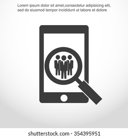 Search icon. Team work icon. Vector illustration. Flat design.