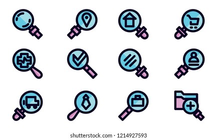 Search Icon Template Set Vector Sign Design