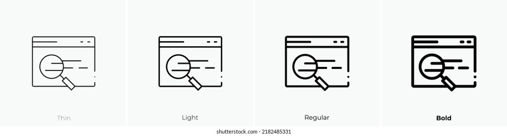 search icon. Thin, Light Regular And Bold style design isolated on white background
