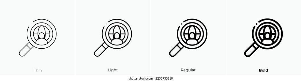 search icon. Thin, Light Regular And Bold style design isolated on white background