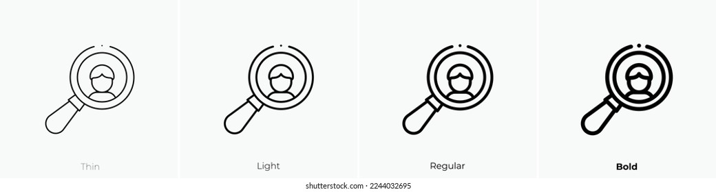 search icon. Thin, Light Regular And Bold style design isolated on white background