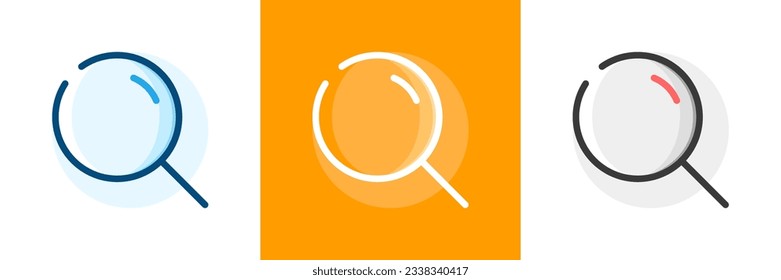 Search icon in three colors. 768 x 768 pixel perfect scalable to 384px, 192px, 96px, 48px etc... Outline editable vector stroke