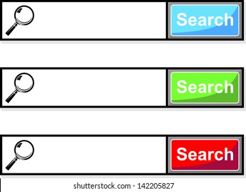 search icon, three multi color isolated on white