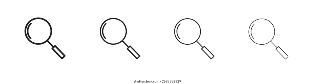 Suchsymbol, Vektorgrafiken. Vektorsymbole mit schwarzem Stil