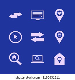 search icon. search vector icons set left right arrows, house location, location restaurant and store location