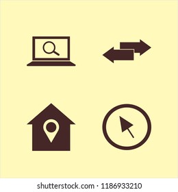 search icon. search vector icons set house location, left right arrows, cursor and find concept