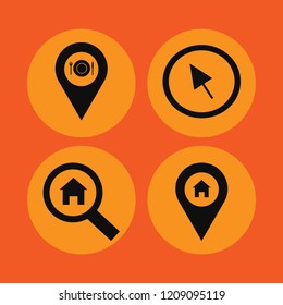 search icon. search vector icons set cursor, location restaurant, house location and search house