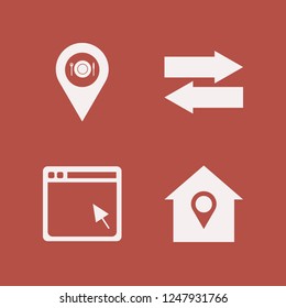 search icon. search vector icons set browser, left right arrows, location restaurant and house location